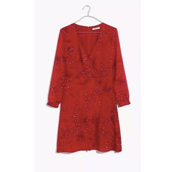 NWT Madewell Hazelwood Red Wrap Front Dress K6049 - Picture 4 of 8